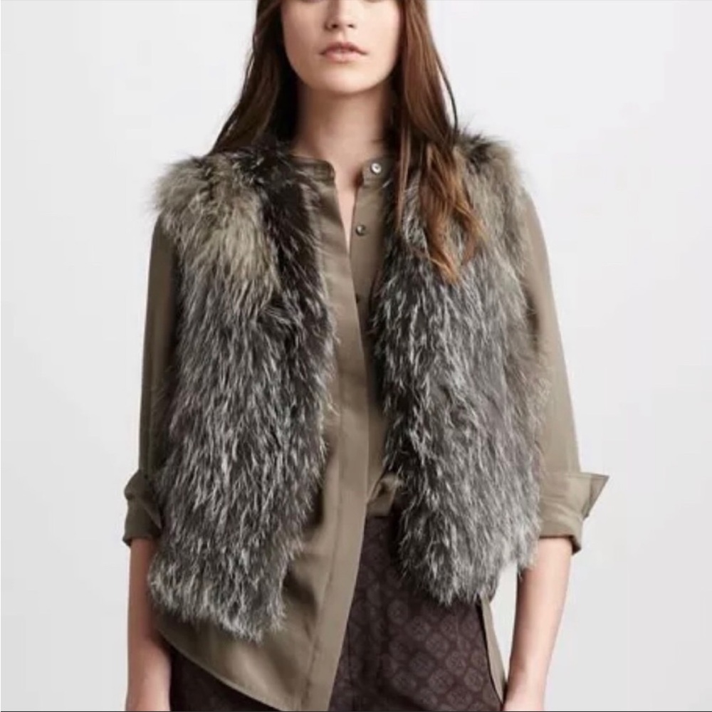 VINCE Cross Fox 100% Authentic Fur Vest Jacket
